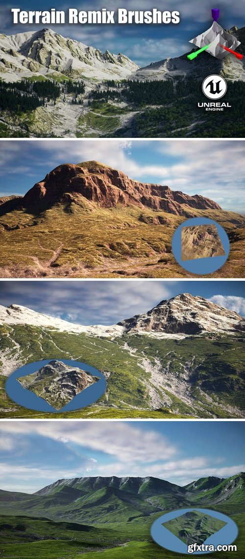 Terrain Remix Brushes - Landscape Creation Tool for UnrealEngine / Blender v5.2+