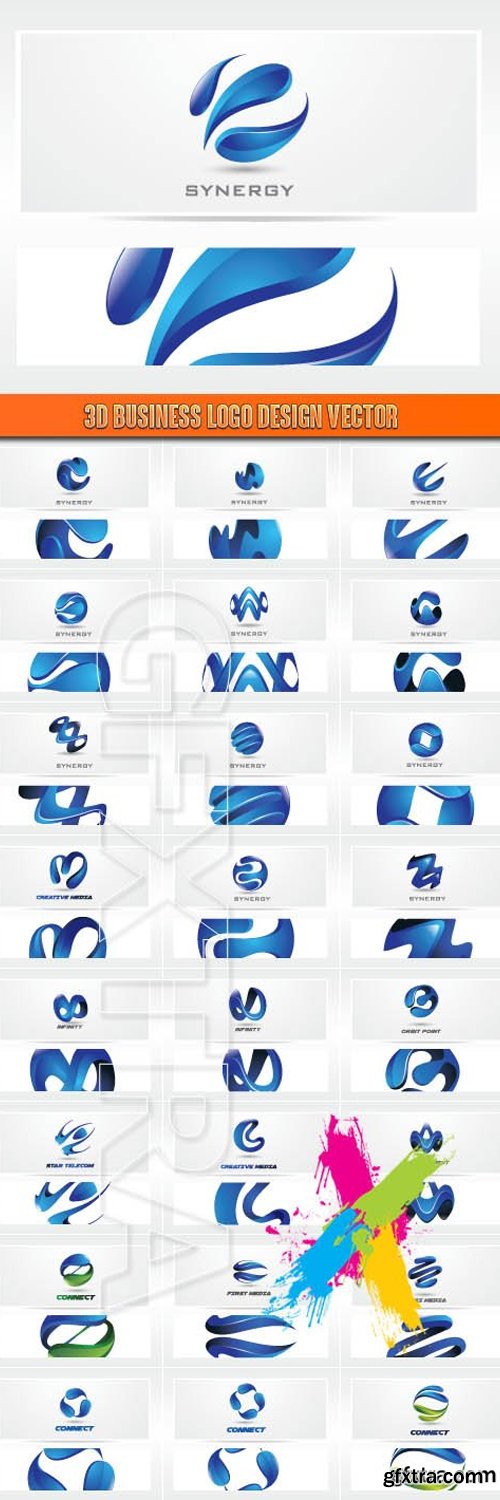 3D Business Logo Design Vector