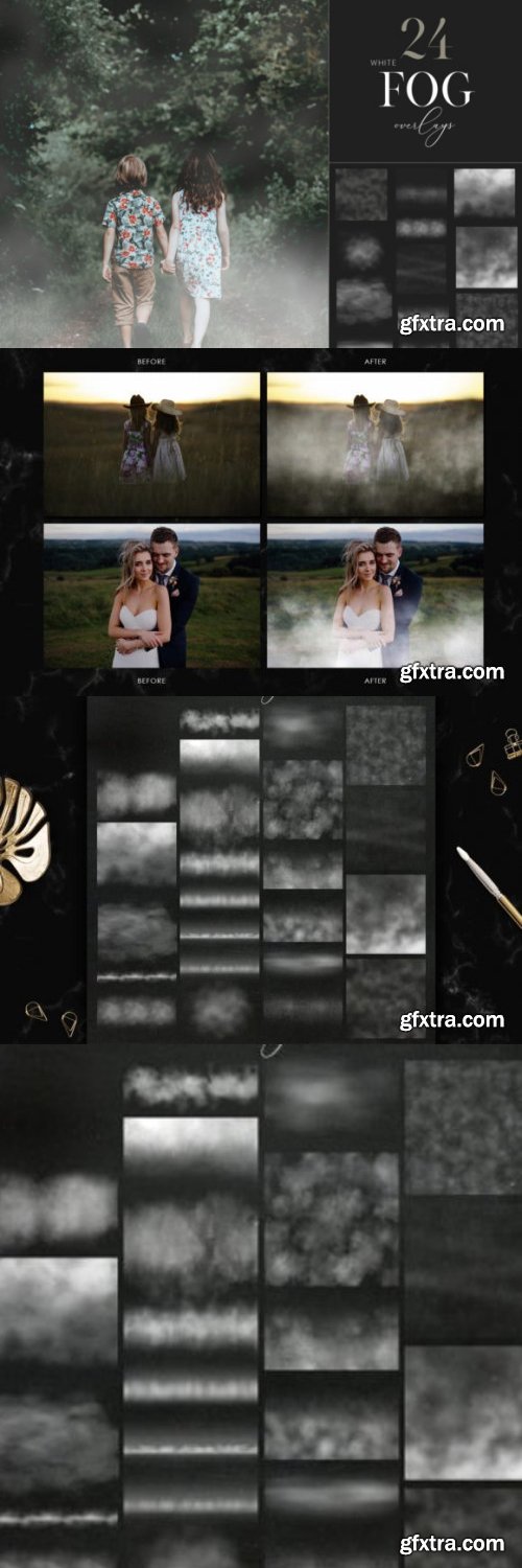 24 Fog Overlays, Realistic Fog Clipart