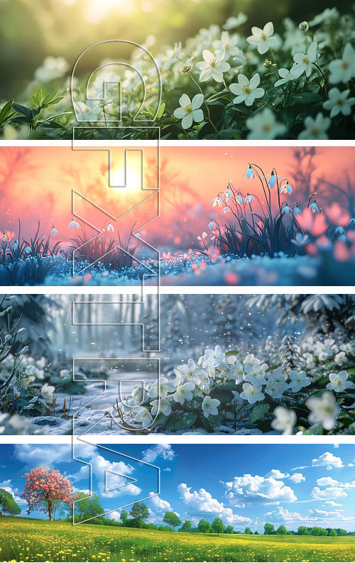 Early Spring Panaromic AI Illustrations 48xJPG