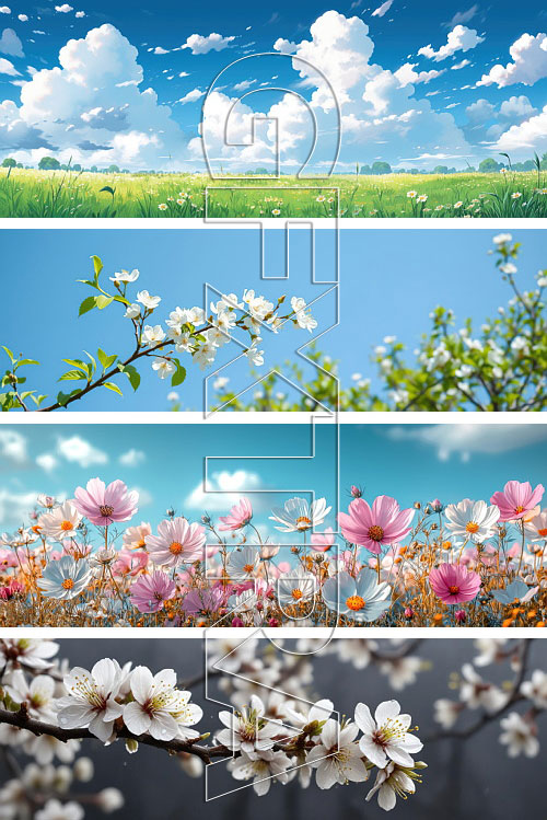 Early Spring Panaromic AI Illustrations 48xJPG