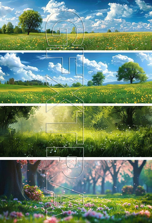 Early Spring Panaromic AI Illustrations 48xJPG