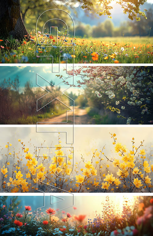 Early Spring Panaromic AI Illustrations 48xJPG