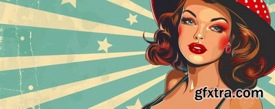 Vintage Style Illustrations of Pretty Womans in 1950's II, 37xJPG