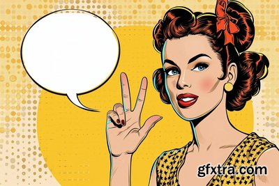 Vintage Style Illustrations of Pretty Womans in 1950's II, 37xJPG