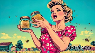 Vintage Style Illustrations of Pretty Womans in 1950's II, 37xJPG