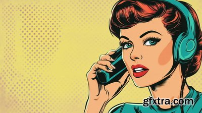 Vintage Style Illustrations of Pretty Womans in 1950's II, 37xJPG