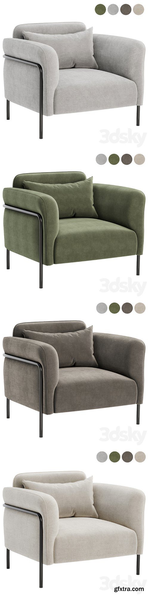 3dsky Pro - Fauteuil in fluweel Alistair armchair