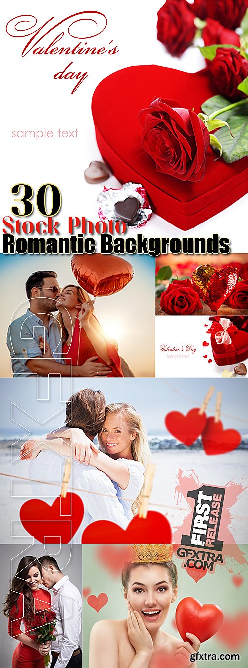 Romantic Valentine's Day Backgrounds 30 Stock Photos Set