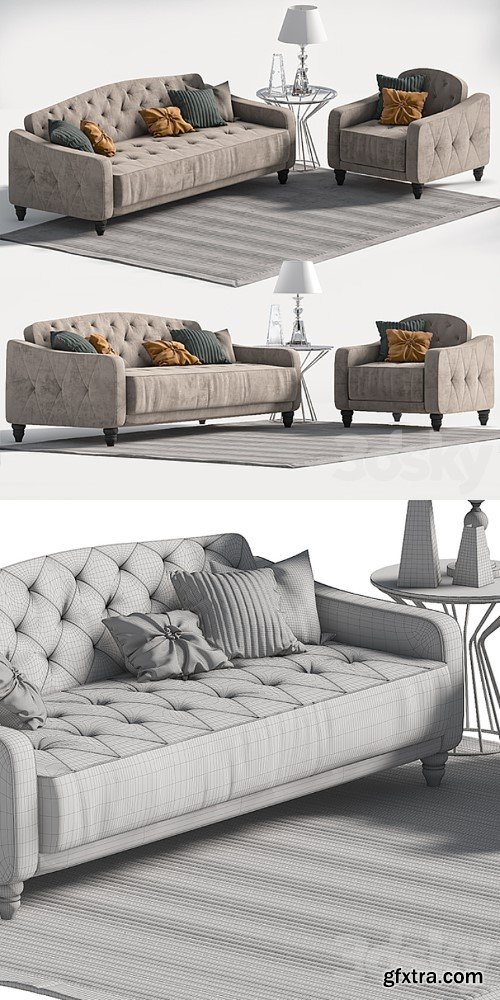 3dsky Pro - Novogratz Vintage Tufted Sofa Sleeper II