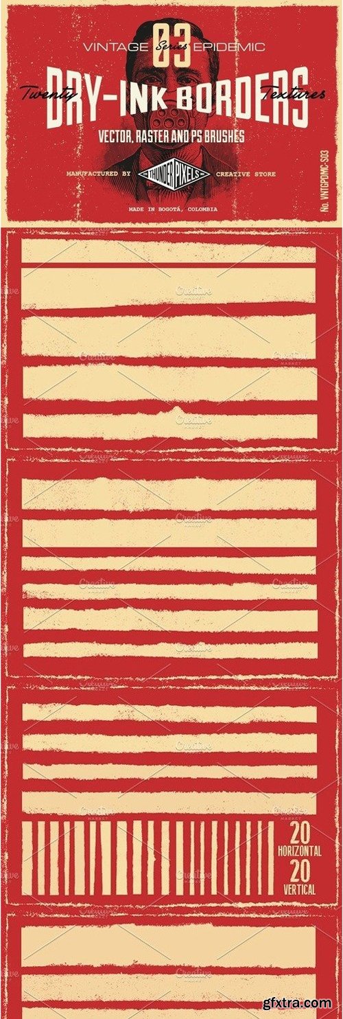20 Dry-Ink Borders Textures - VES03