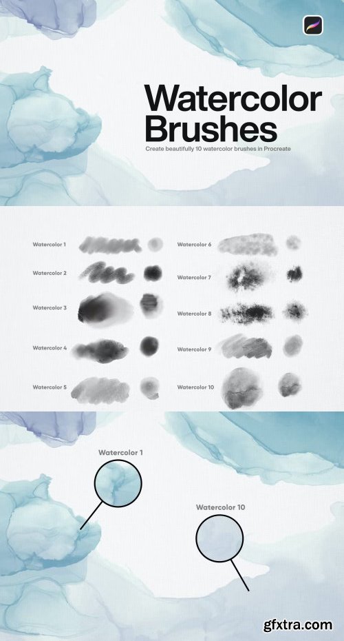 10 Watercolor Brushes Procreate
