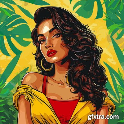 Retro &amp; Vintage, Brunette Beauties 32xAI, 2 Text Styles