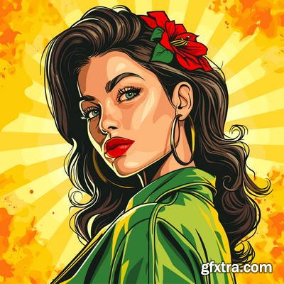 Retro &amp; Vintage, Brunette Beauties 32xAI, 2 Text Styles