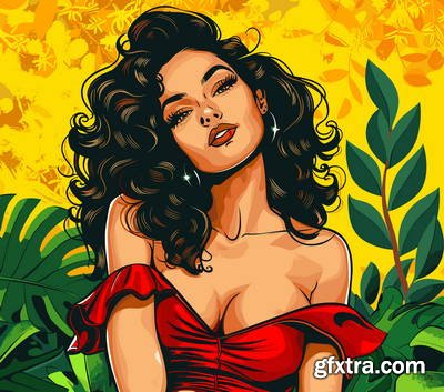 Retro &amp; Vintage, Brunette Beauties 32xAI, 2 Text Styles