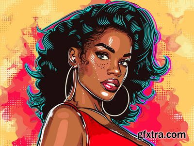 Retro &amp; Vintage, Brunette Beauties 32xAI, 2 Text Styles