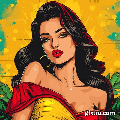 Retro &amp; Vintage, Brunette Beauties 32xAI, 2 Text Styles