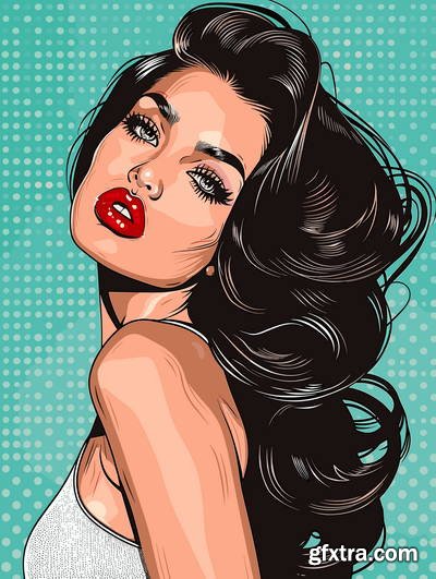 Retro &amp; Vintage, Brunette Beauties 32xAI, 2 Text Styles