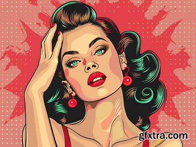 Retro &amp; Vintage, Brunette Beauties 32xAI, 2 Text Styles