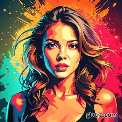 Retro &amp; Vintage, Brunette Beauties 32xAI, 2 Text Styles