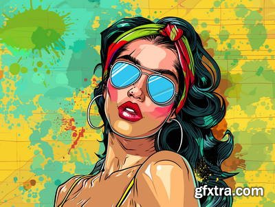 Retro &amp; Vintage, Brunette Beauties 32xAI, 2 Text Styles