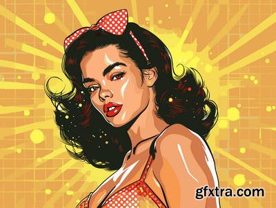 Retro &amp; Vintage, Brunette Beauties 32xAI, 2 Text Styles