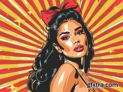 Retro &amp; Vintage, Brunette Beauties 32xAI, 2 Text Styles