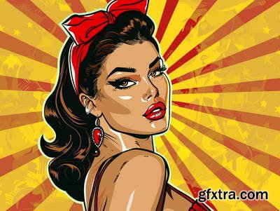 Retro &amp; Vintage, Brunette Beauties 32xAI, 2 Text Styles