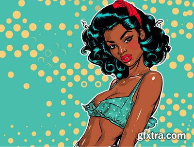 Retro &amp; Vintage, Brunette Beauties 32xAI, 2 Text Styles