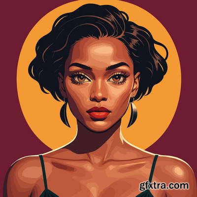 Retro &amp; Vintage, Brunette Beauties 32xAI, 2 Text Styles