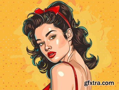 Retro &amp; Vintage, Brunette Beauties 32xAI, 2 Text Styles