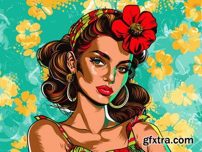 Retro &amp; Vintage, Brunette Beauties 32xAI, 2 Text Styles