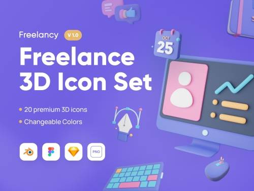 'Freelancy - Freelance 3D Icon Set'