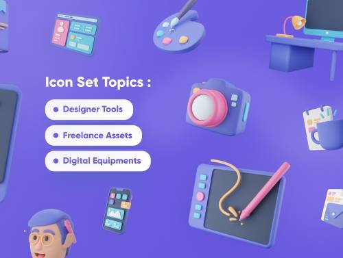 'Freelancy - Freelance 3D Icon Set'