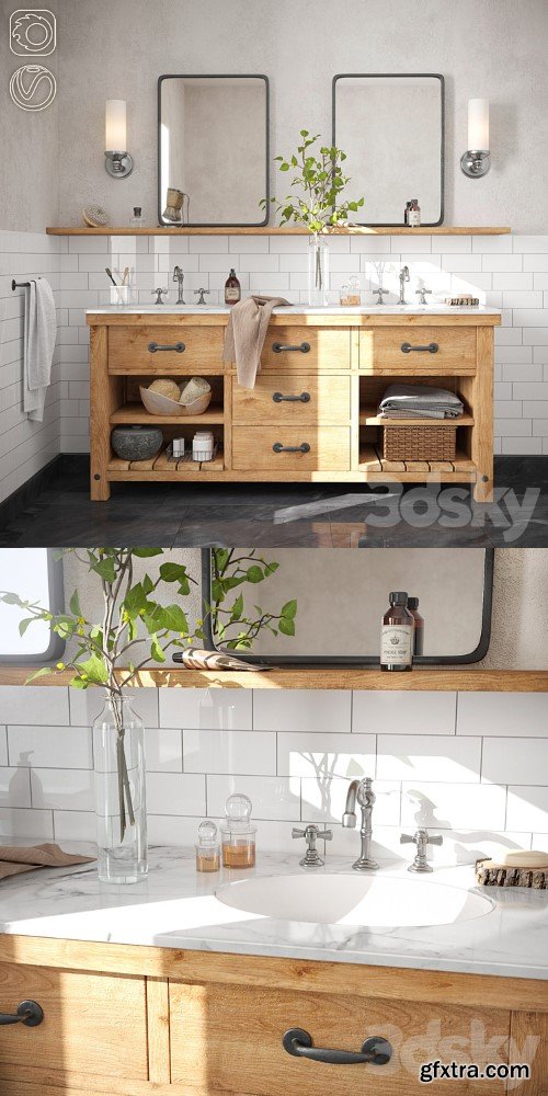 3dsky Pro - Pottery Barn Double Sink Vanities