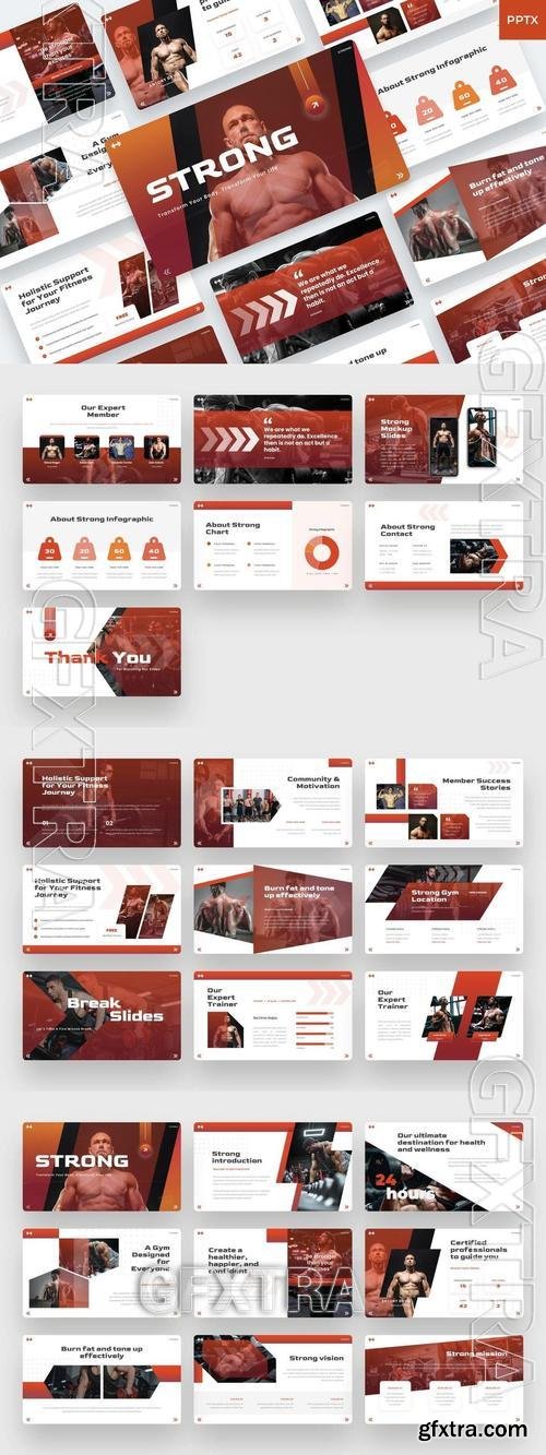 Strong - Gym & Fitness PowerPoint template 55LE2HF Strong - Gym & Fitness PowerPoint template 55LE2HF