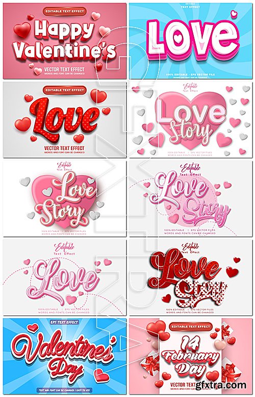 Valentine\'s Day - 20 Vector Text Style Effect Editable