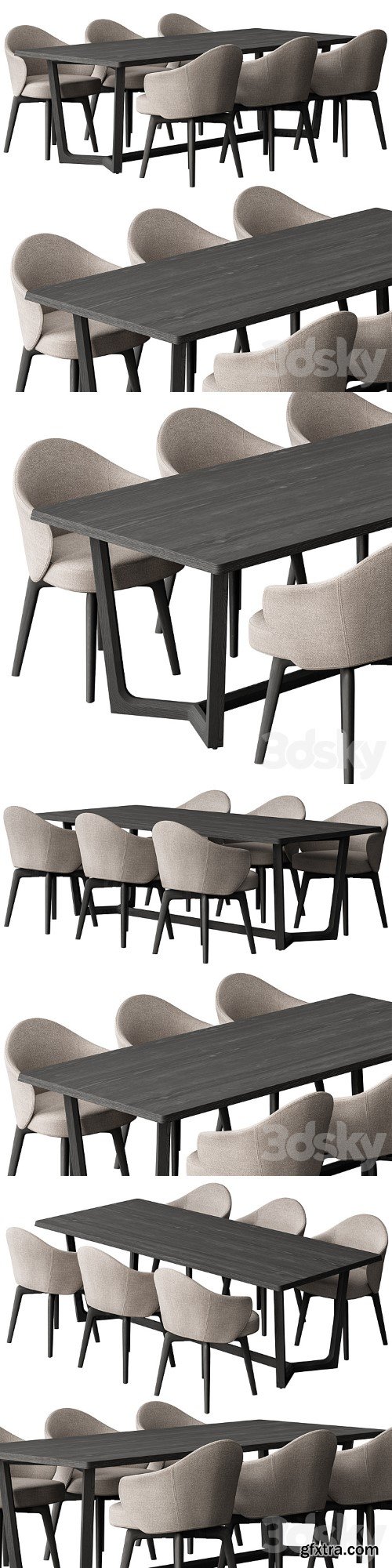 3dsky Pro - Dinning Table Black and Cream - Set 31