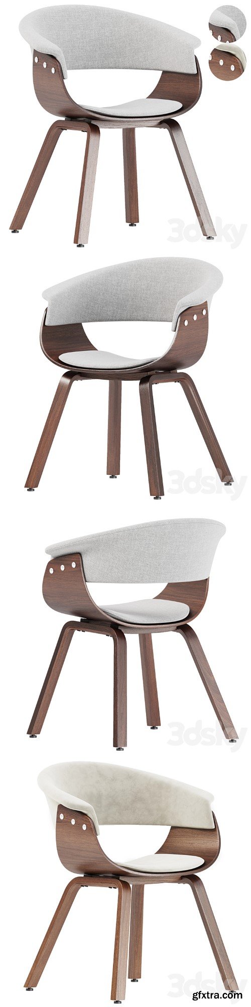 3dsky Pro - Walnut Wood Modern Dining Chair