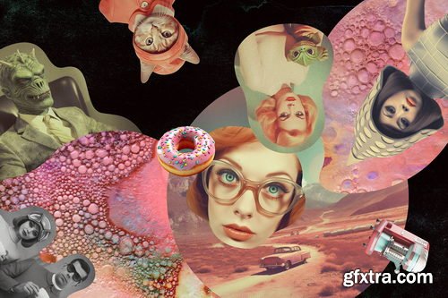 Creativemarket - Retro futuristic movies collage kit - 91898723