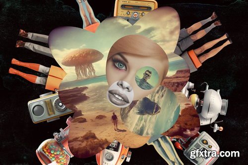 Creativemarket - Retro futuristic movies collage kit - 91898723