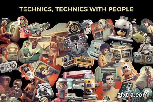 Creativemarket - Retro futuristic movies collage kit - 91898723