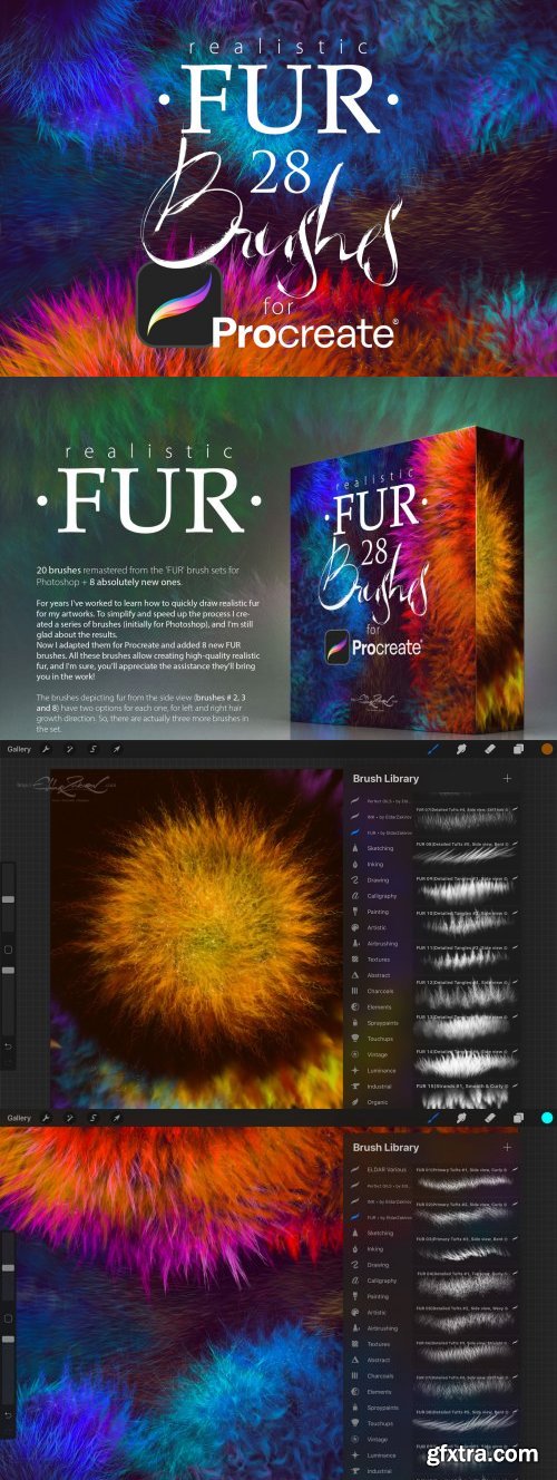28 Realistic FUR Brushes for Procreate 5
