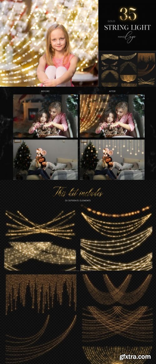 35 Christmas String Light Overlays