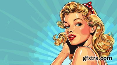 Retro &amp; Vintage, Blonde Beauties 32xAI, 2xSVG