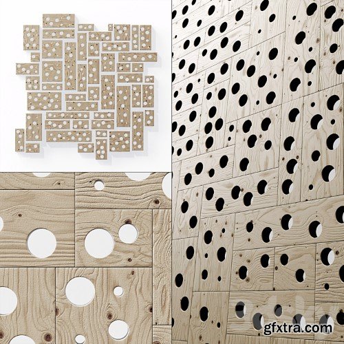 3dsky Pro - Panel wood board hole n1 / Panel from wooden boards with hole # 1