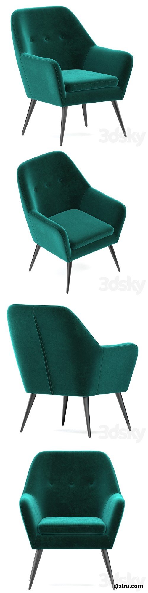 3dsky Pro - Memphis velvet armchair