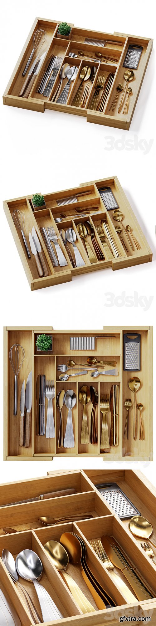3dsky Pro - Pipishell Bamboo Expandable Drawer Organizer