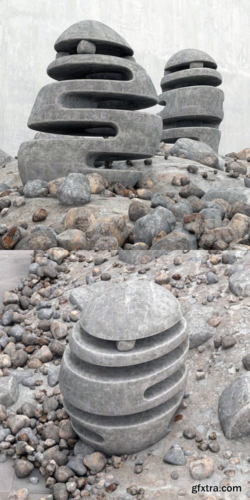 3dsky Pro - Blumenbeet Stone light / flowerbed with stone lamps