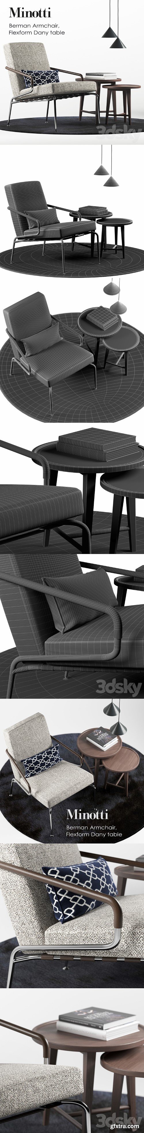 3dsky Pro - Minotti Berman armchair set